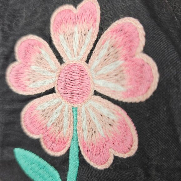 So Me Floral Embroidered Black Crop Top Shorts Set Womens S Summer Vacation NWT - Picture 9 of 13